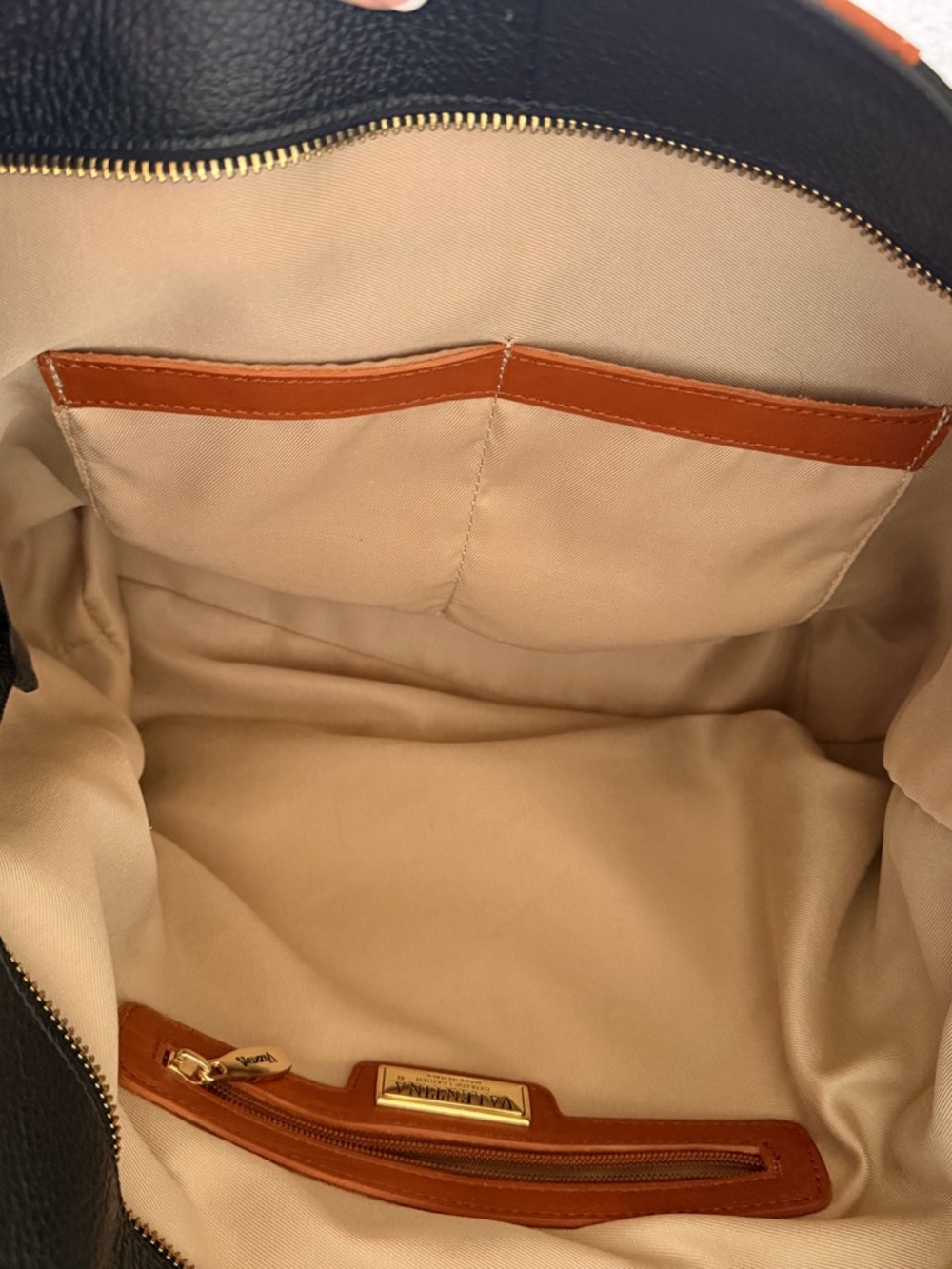 Valentina Black Tote with Brown Leather Accents - Picture 7 of 8